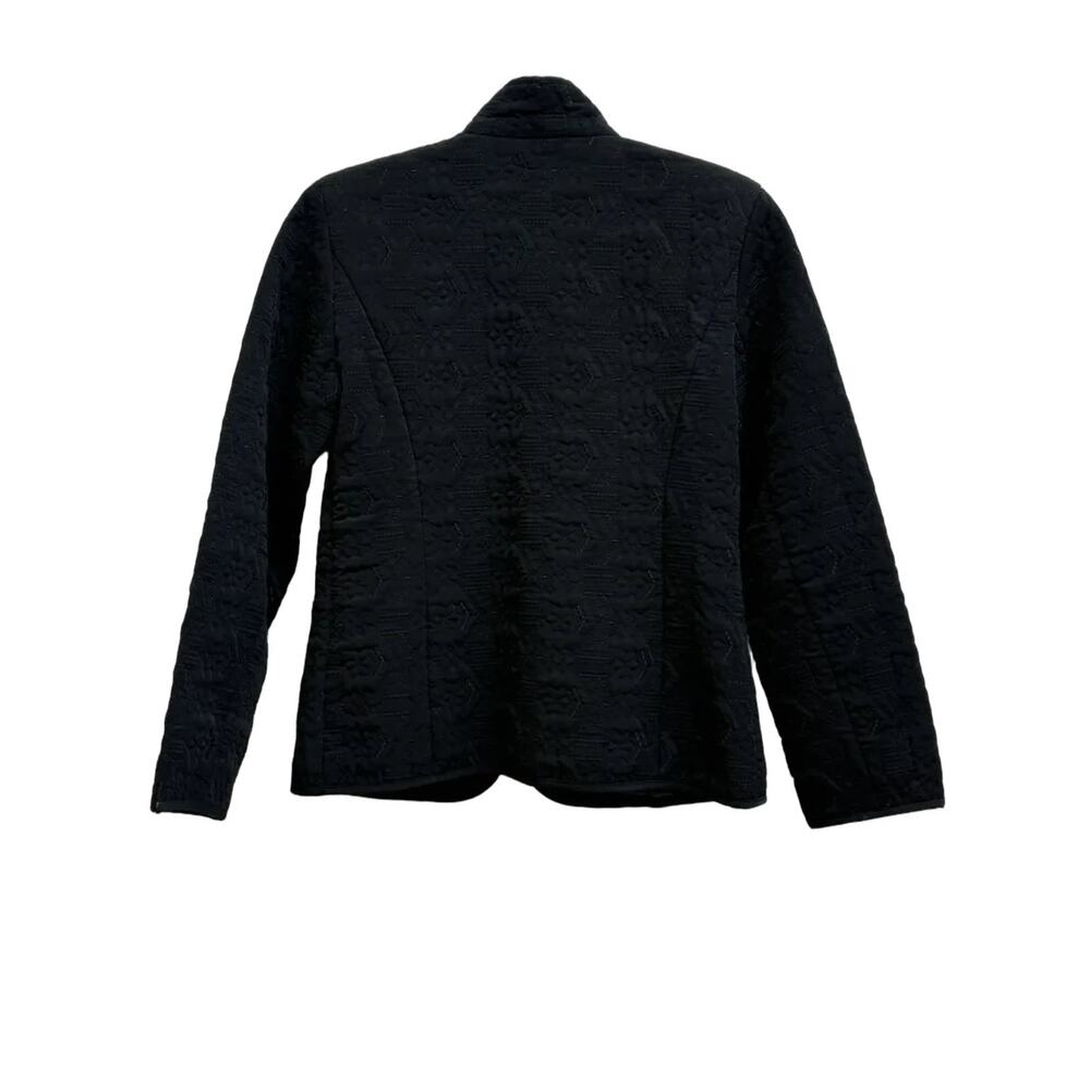Black Embossed Quilted Zip-Front Jacket - Picture 2 of 7